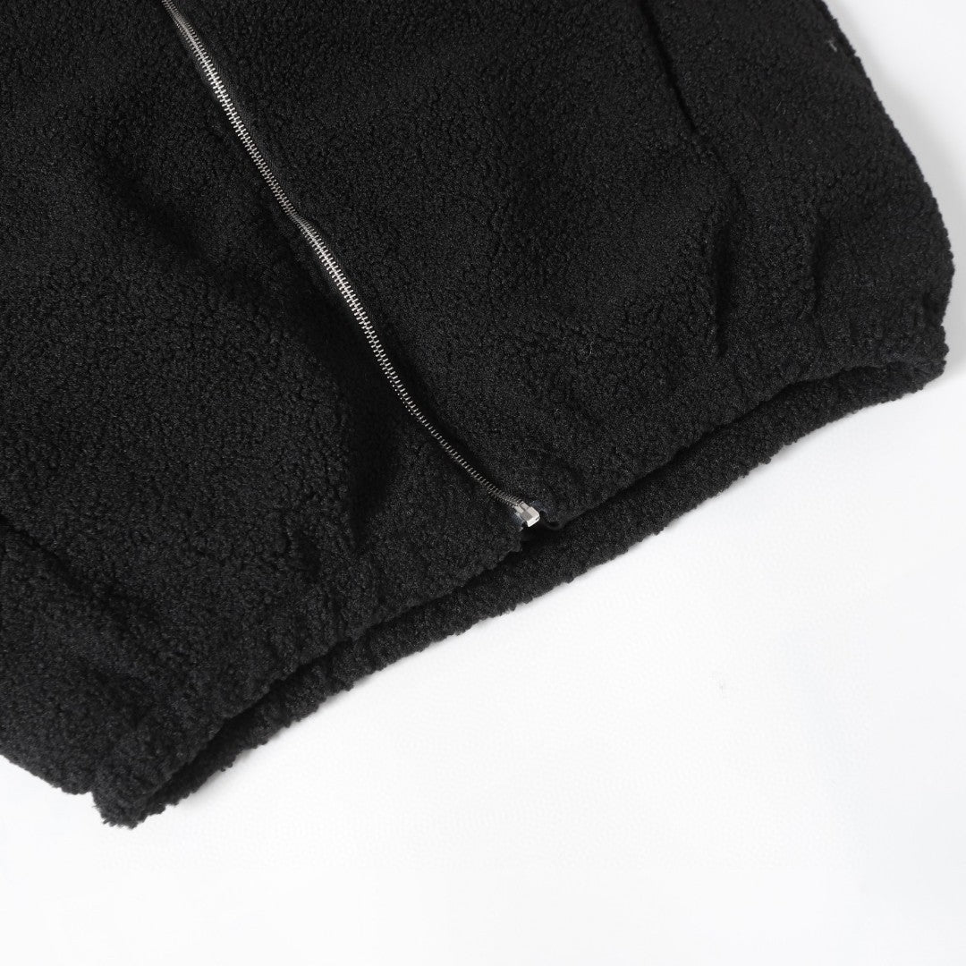 크롬하츠 호스슈 자수 셰르파 재킷 - 블랙 크림 고딕 코트 825