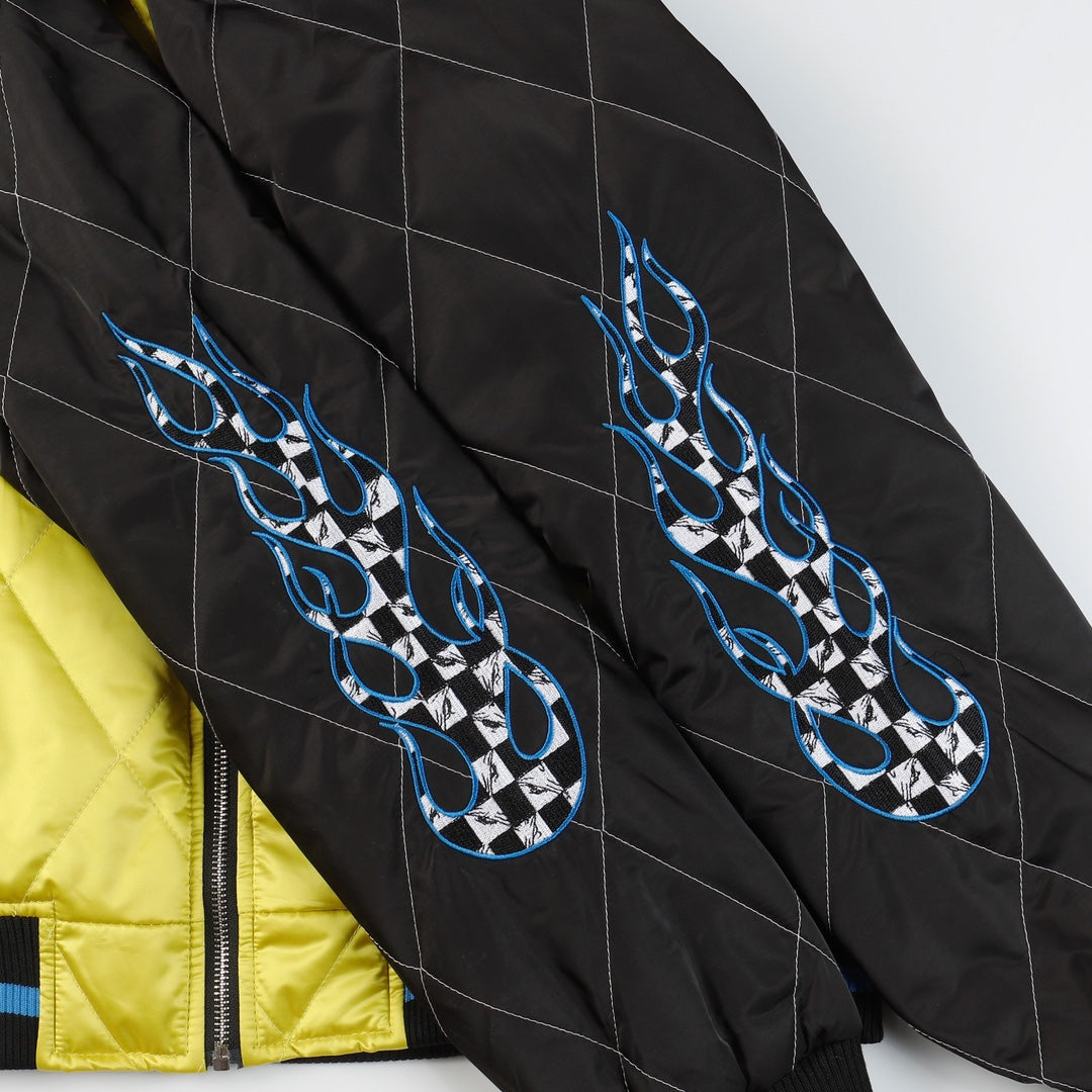 크롬하츠 플레이밍 유스 봄버 재킷 - 옐로우 블랙 그래픽 스트리트 코트 D10