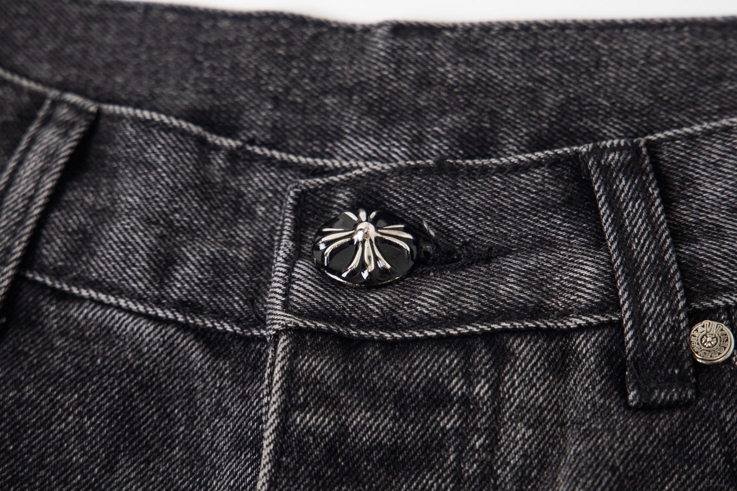 Chrome Hearts マルチクロスパッチ デニムジーンズ - グレー ゴシック ストリートパンツ 1111 