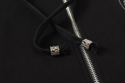 Chrome Hearts ラインストーン ホースシュー パーカー - ブラック ゴシック ストリートウェア スウェットシャツ 2601 