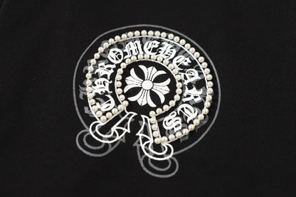 Chrome Hearts ラインストーン ホースシュー パーカー - ブラック ゴシック ストリートウェア スウェットシャツ 2601 