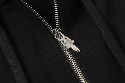 Chrome Hearts カラフルラインストーン パーカー - ブラック ゴシック ストリート スウェットシャツ 2608 