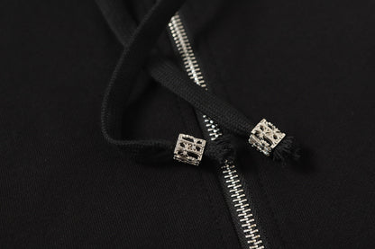 Chrome Hearts カラフルラインストーン パーカー - ブラック ゴシック ストリート スウェットシャツ 2608 