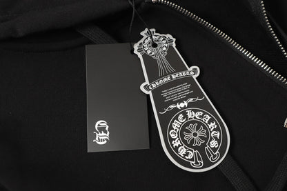 Chrome Hearts カラフルラインストーン パーカー - ブラック ゴシック ストリート スウェットシャツ 2608 