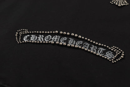 Chrome Hearts ラインストーン クロス パーカー - ブラック ゴシック ストリートウェア スウェットシャツ 2633 