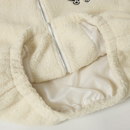 크롬하츠 호스슈 자수 셰르파 재킷 - 블랙 크림 고딕 코트 825 