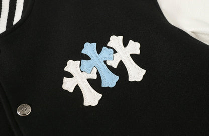 크롬하츠 블랙 화이트 스트리트 스타일 야구 코트 0002 