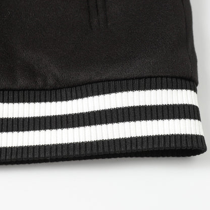 크롬하츠 크로스 자수 가죽 슬리브 바시티 재킷 - 블랙 스트리트 스타일 116 