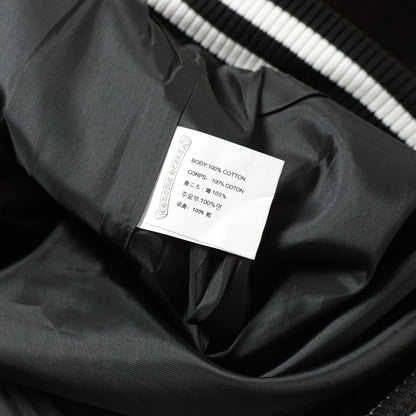 크롬하츠 크로스 자수 가죽 슬리브 바시티 재킷 - 블랙 스트리트 스타일 116 