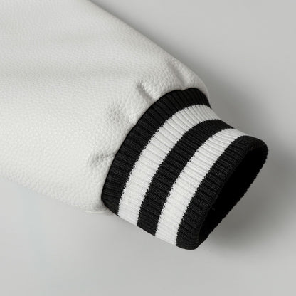 크롬하츠 레이어드 크로스 바시티 재킷 - 블랙 화이트 스트리트 스타일 아우터웨어 2208 