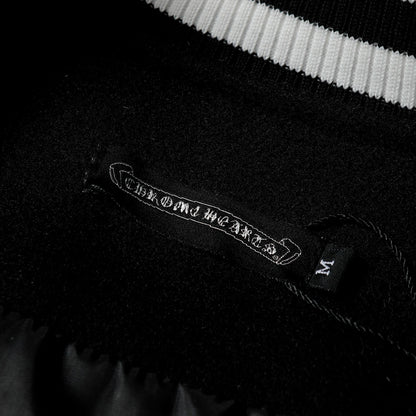 크롬하츠 레이어드 크로스 바시티 재킷 - 블랙 화이트 스트리트 스타일 아우터웨어 2208 