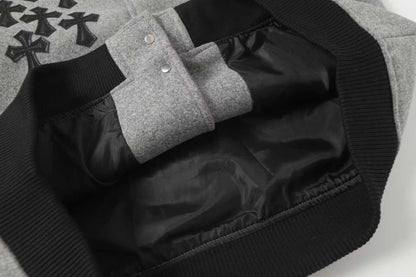 Chrome Hearts マルチクロス バーシティジャケット - グレーブラック ストリートジャケット 2215 