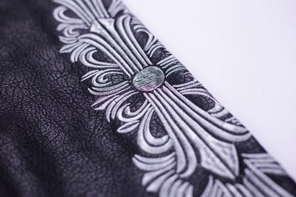 크롬하츠 자수 슬리브 바시티 재킷 - 블랙 스트리트웨어 코트 5577 