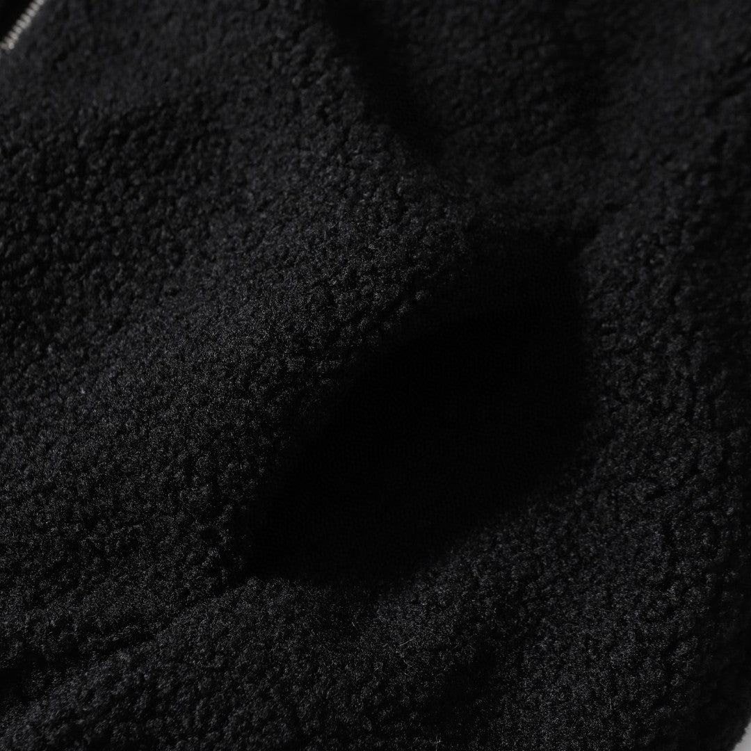 크롬하츠 호스슈 자수 셰르파 재킷 - 블랙 크림 고딕 코트 825 