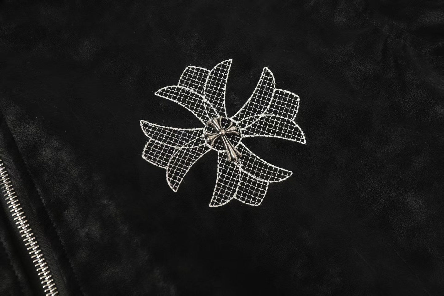 크롬하츠 호스슈 크로스 재킷 - 블랙 스트리트 자수 코트 8800 