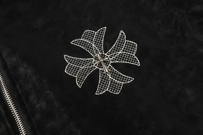 크롬하츠 호스슈 크로스 재킷 - 블랙 스트리트 자수 코트 8800 