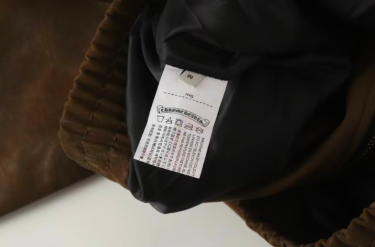 Chrome Hearts クロスパッチ スエードジャケット - ブラウン ゴシック ストリートウェア アウターウェア 8833 