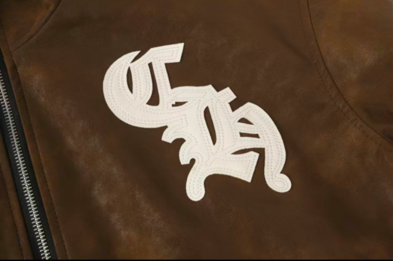 Chrome Hearts クロスパッチ スエードジャケット - ブラウン ゴシック ストリートウェア アウターウェア 8833 