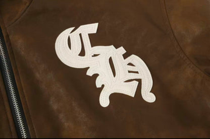 Chrome Hearts クロスパッチ スエードジャケット - ブラウン ゴシック ストリートウェア アウターウェア 8833 