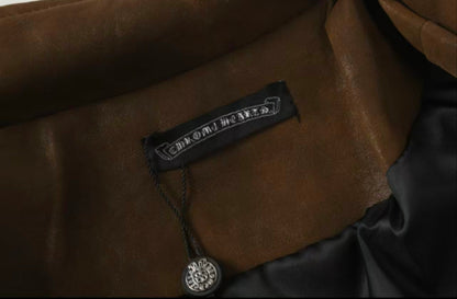 Chrome Hearts クロスパッチ スエードジャケット - ブラウン ゴシック ストリートウェア アウターウェア 8833 