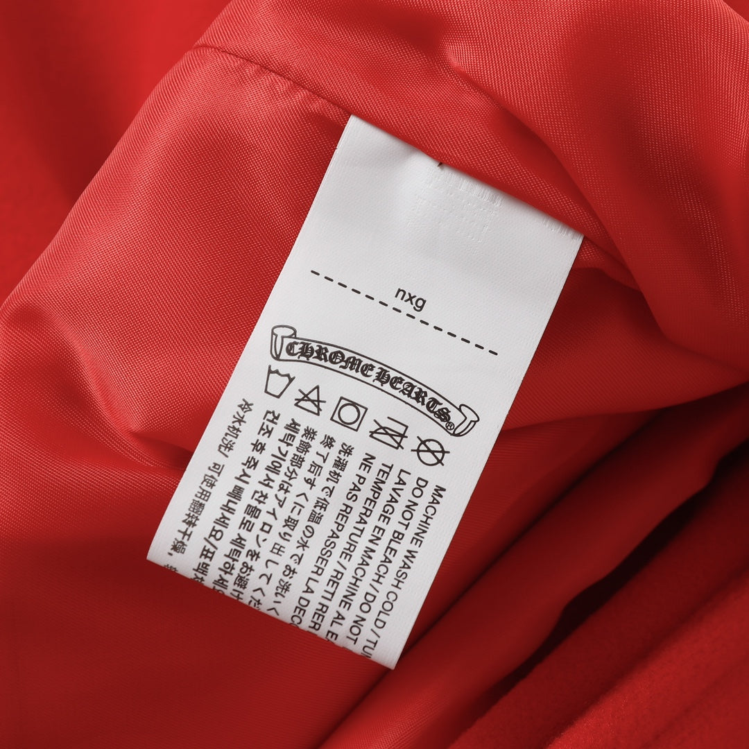 크롬하츠 레드 크로스 바시티 재킷 - 화이트 슬리브 고딕 스트리트 야구 코트 D68 