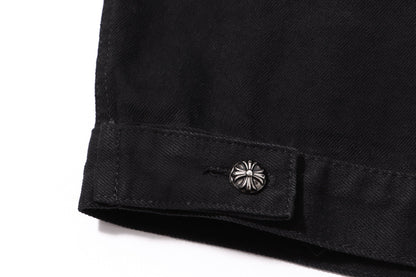 Chrome Hearts マルチクロス スタッズ デニムジャケット - ブラック ゴシック ストリートウェア コート H49 