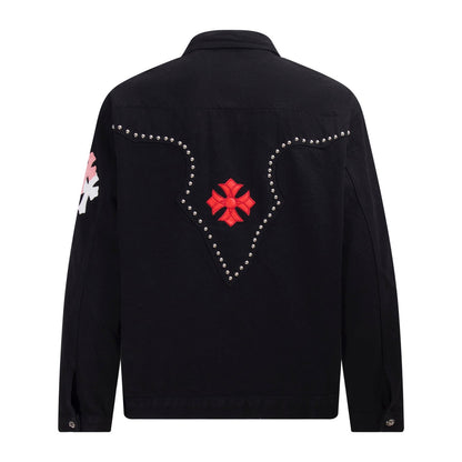 Chrome Hearts マルチクロス スタッズ デニムジャケット - ブラック ゴシック ストリートウェア コート H49 