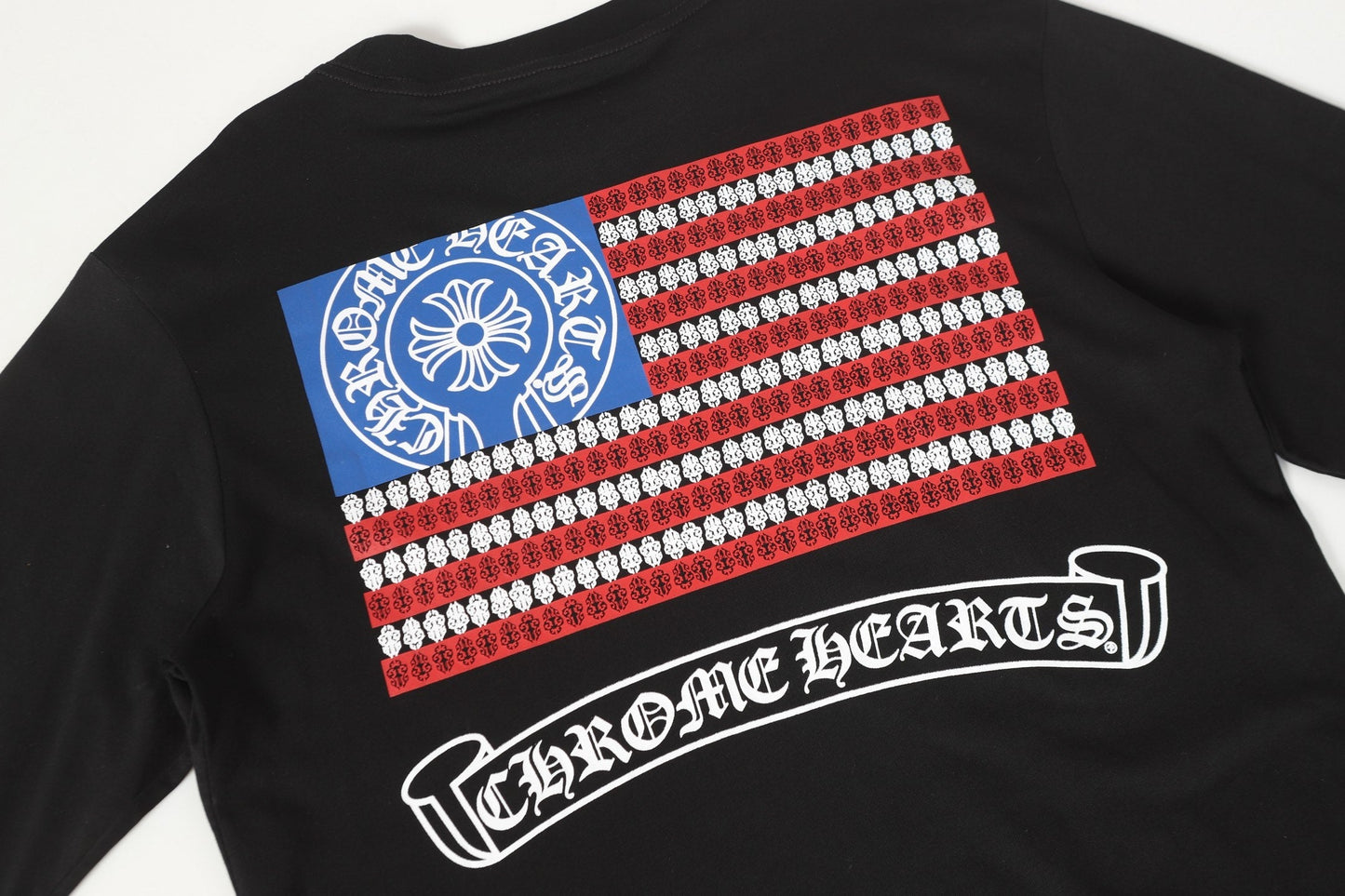 Chrome Hearts ロゴフラッグ ロングスリーブTシャツ - ブラック ホワイト ゴシック ストリート Tシャツ K2126 