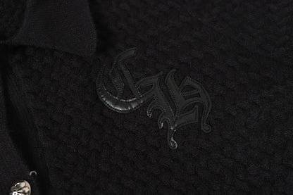 Chrome Hearts ゴシッククロス ニットカーディガン - ブラックグレー ストリートウェア ジャケット 904 