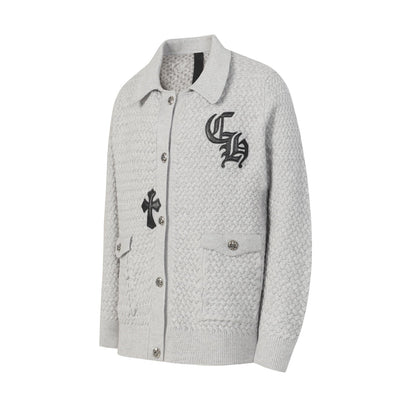 Chrome Hearts ゴシッククロス ニットカーディガン - ブラックグレー ストリートウェア ジャケット 904 