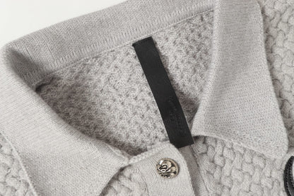 Chrome Hearts ゴシッククロス ニットカーディガン - ブラックグレー ストリートウェア ジャケット 904 