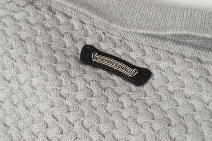 Chrome Hearts ゴシッククロス ニットカーディガン - ブラックグレー ストリートウェア ジャケット 904 