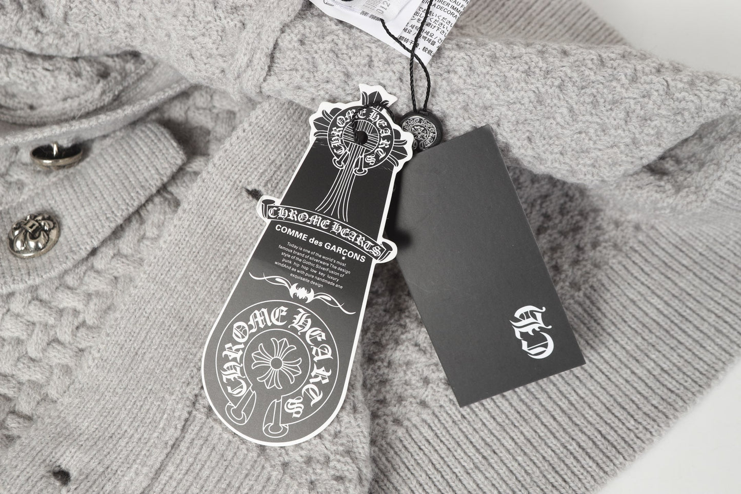 Chrome Hearts ゴシッククロス ニットカーディガン - ブラックグレー ストリートウェア ジャケット 904 