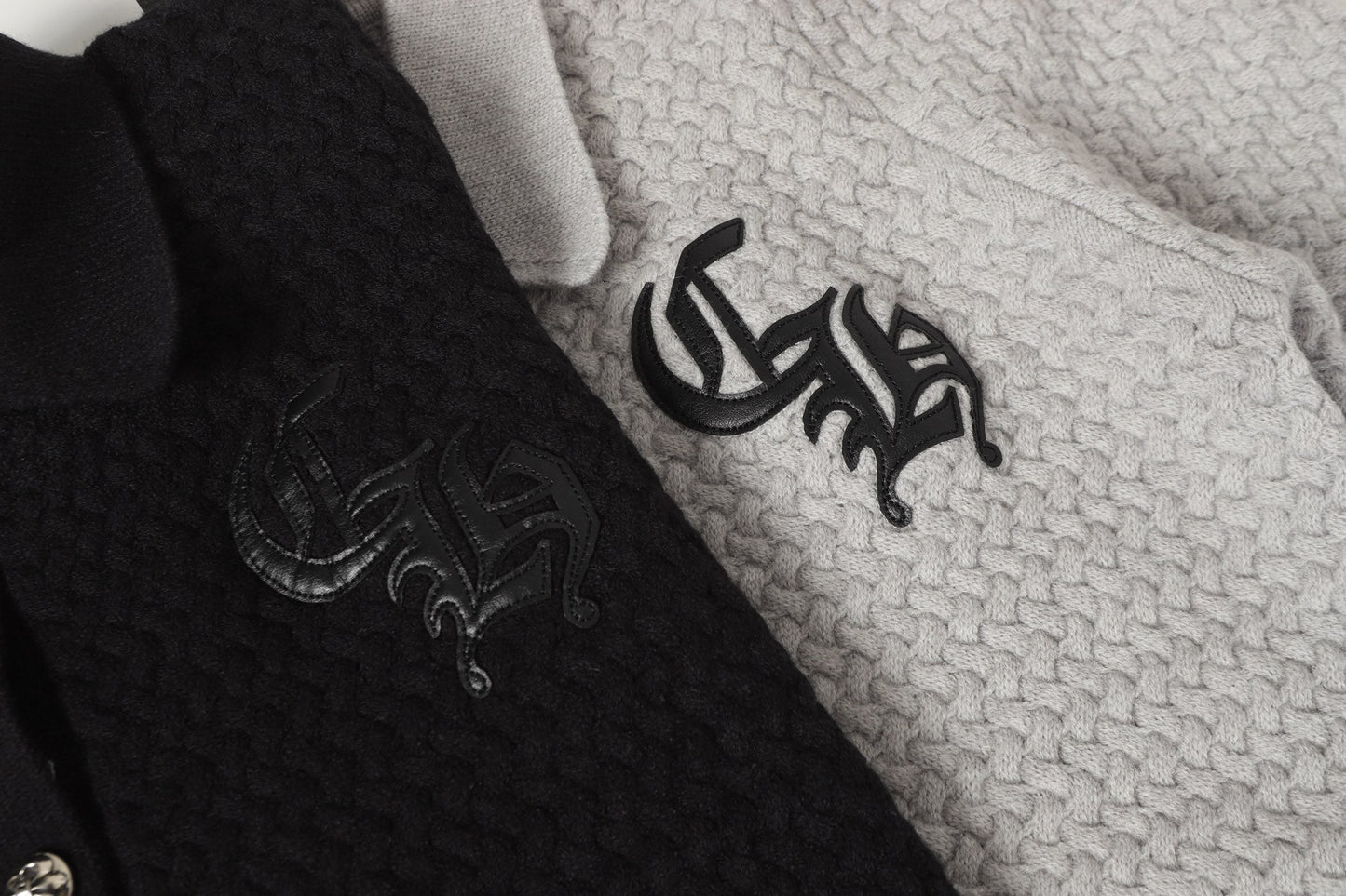 Chrome Hearts ゴシッククロス ニットカーディガン - ブラックグレー ストリートウェア ジャケット 904 