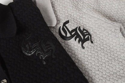 Chrome Hearts ゴシッククロス ニットカーディガン - ブラックグレー ストリートウェア ジャケット 904 