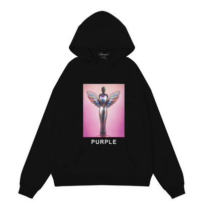 보라색 새 후드티 1980 