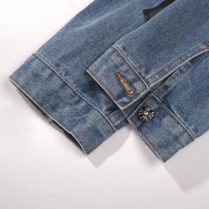 크롬하츠 패치워크 데님 재킷 - 빈티지 블루 고딕 스트리트 재킷 0789 