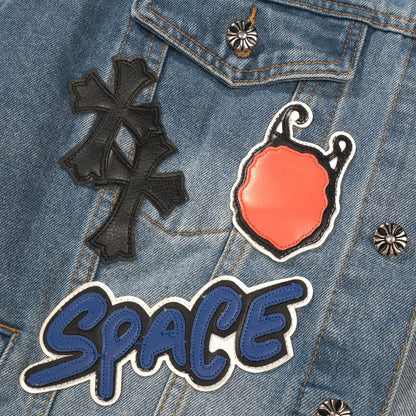 크롬하츠 패치워크 데님 재킷 - 빈티지 블루 고딕 스트리트 재킷 0789 