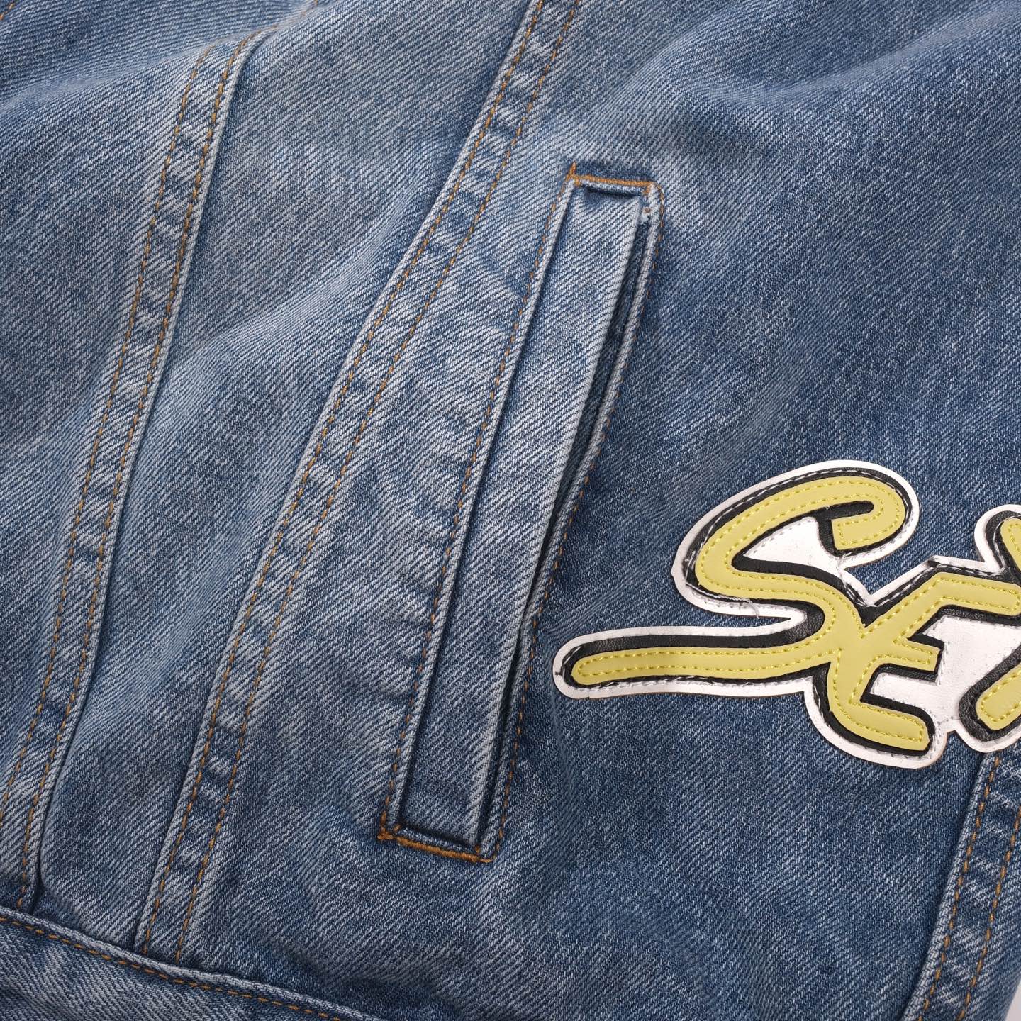 크롬하츠 패치워크 데님 재킷 - 빈티지 블루 고딕 스트리트 재킷 0789 